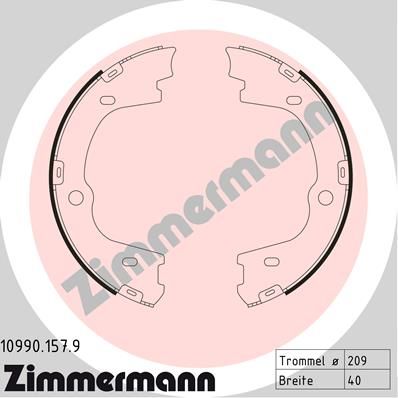 ZIMMERMANN 10990.157.9 Brake Shoe Set, parking brake