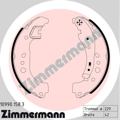ZIMMERMANN 10990.158.3 Brake Shoe Set