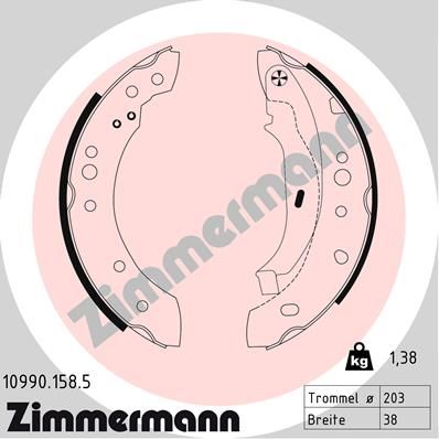 ZIMMERMANN 10990.158.5 Brake Shoe Set