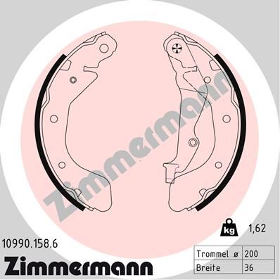 ZIMMERMANN 10990.158.6 Brake Shoe Set