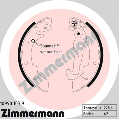 ZIMMERMANN 10990.103.9 Brake Shoe Set