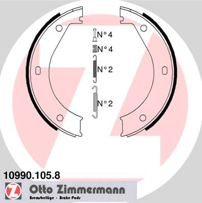 ZIMMERMANN 10990.105.8 Brake Shoe Set, parking brake