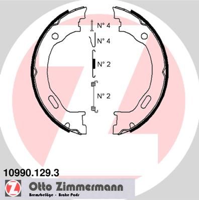 ZIMMERMANN 10990.129.3 Brake Shoe Set, parking brake