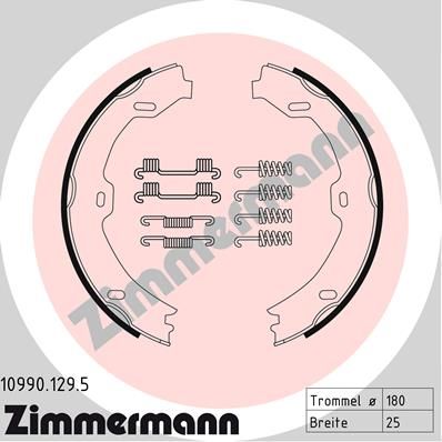 ZIMMERMANN 10990.129.5 Brake Shoe Set, parking brake