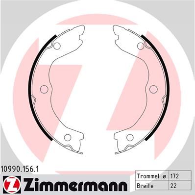 ZIMMERMANN 10990.156.1 Brake Shoe Set, parking brake