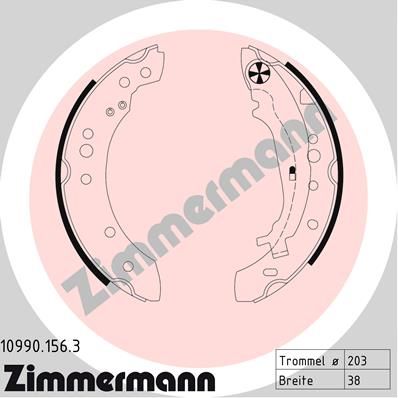 ZIMMERMANN 10990.156.3 Brake Shoe Set