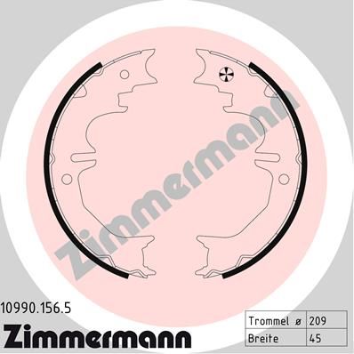 ZIMMERMANN 10990.156.5 Brake Shoe Set, parking brake