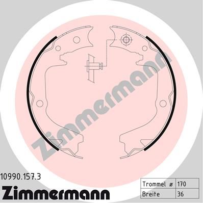 ZIMMERMANN 10990.157.3 Brake Shoe Set, parking brake