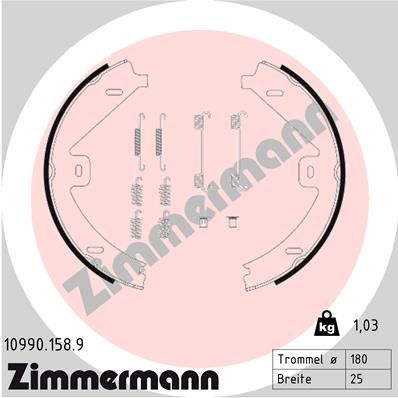Brake Shoe Set, parking brake ZIMMERMANN 10990.158.9