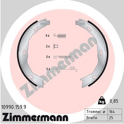Brake Shoe Set, parking brake ZIMMERMANN 10990.159.9