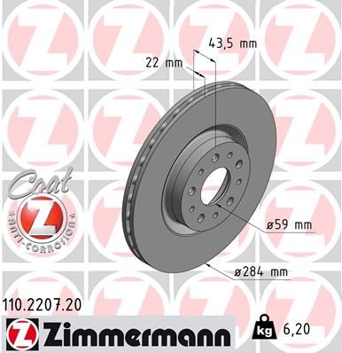 ZIMMERMANN 110.2207.20 Brake Disc