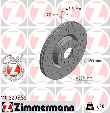 ZIMMERMANN 110.2207.52 Brake Disc