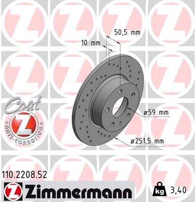 ZIMMERMANN 110.2208.52 Brake Disc