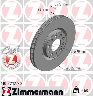 ZIMMERMANN 110.2212.20 Brake Disc