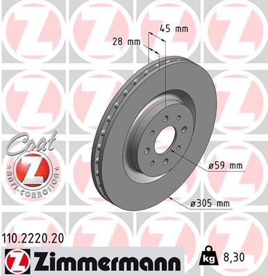 ZIMMERMANN 110.2220.20 Brake Disc