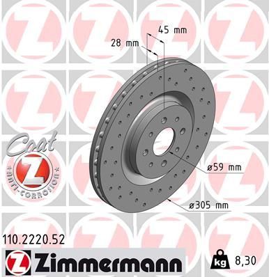 Brake Disc ZIMMERMANN 110.2220.52