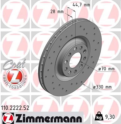 Brake Disc ZIMMERMANN 110.2222.52