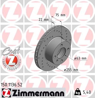 Brake Disc ZIMMERMANN 150.1136.52