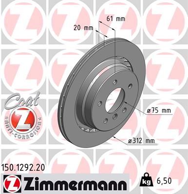 Brake Disc ZIMMERMANN 150.1292.20