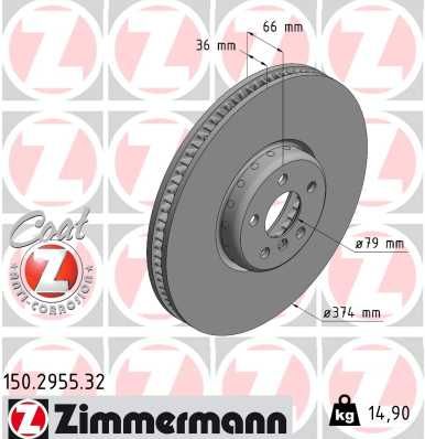 Brake Disc ZIMMERMANN 150.2955.32