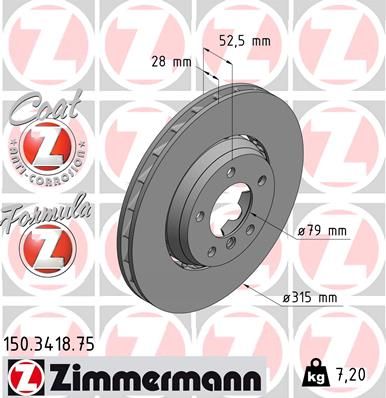 ZIMMERMANN 150.3418.75 Brake Disc