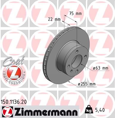 Brake Disc ZIMMERMANN 150.1136.20