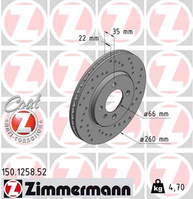 ZIMMERMANN 150.1258.52 Brake Disc