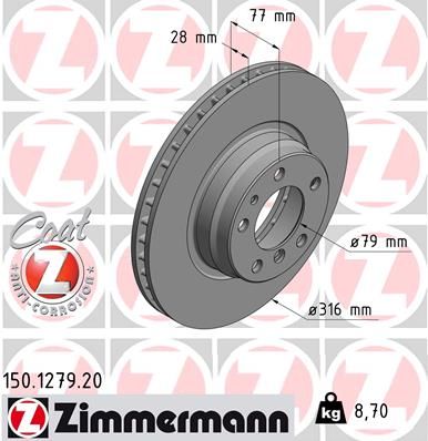ZIMMERMANN 150.1279.20 Brake Disc