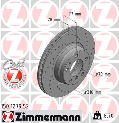 ZIMMERMANN 150.1279.52 Brake Disc