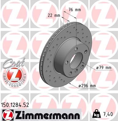 ZIMMERMANN 150.1284.52 Brake Disc