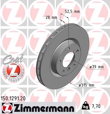 Brake Disc ZIMMERMANN 150.1291.20