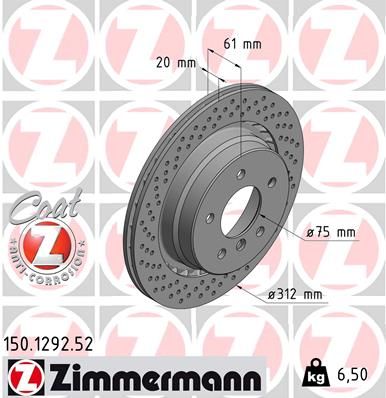 Brake Disc ZIMMERMANN 150.1292.52