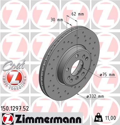 Brake Disc ZIMMERMANN 150.1297.52