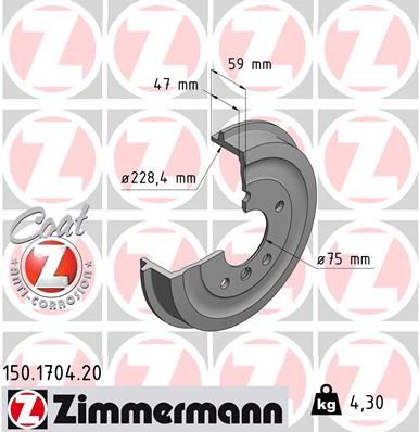 ZIMMERMANN 150.1704.20 Brake Drum