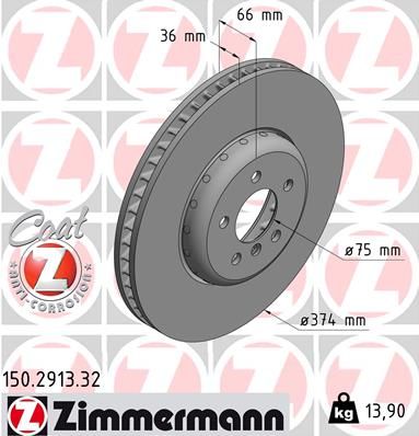 Brake Disc ZIMMERMANN 150.2913.32