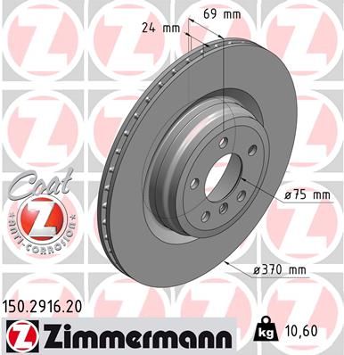 Brake Disc ZIMMERMANN 150.2916.20