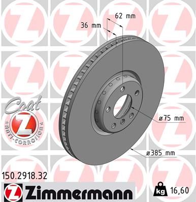 Brake Disc ZIMMERMANN 150.2918.32