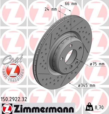 Brake Disc ZIMMERMANN 150.2922.32