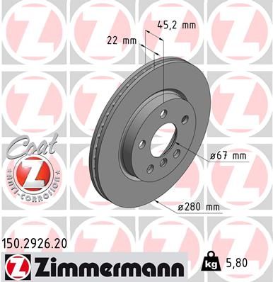 ZIMMERMANN 150.2926.20 Brake Disc