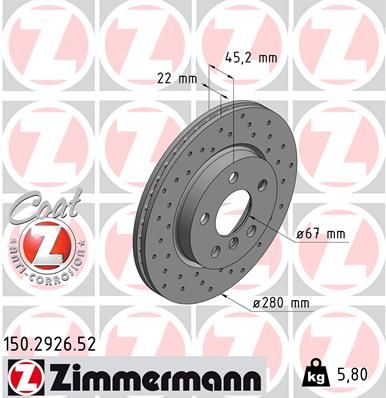 Brake Disc ZIMMERMANN 150.2926.52