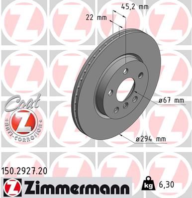 ZIMMERMANN 150.2927.20 Brake Disc
