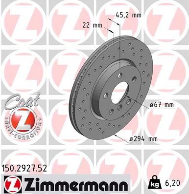 ZIMMERMANN 150.2927.52 Brake Disc