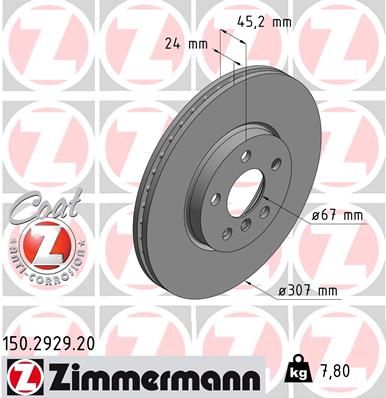 Brake Disc ZIMMERMANN 150.2929.20