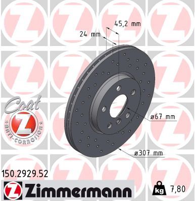 Brake Disc ZIMMERMANN 150.2929.52