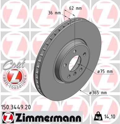 Brake Disc ZIMMERMANN 150.3449.20