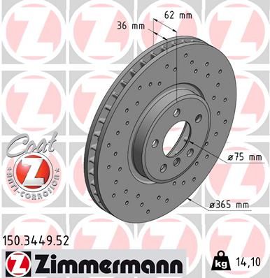 Brake Disc ZIMMERMANN 150.3449.52