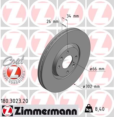 Brake Disc ZIMMERMANN 180.3023.20
