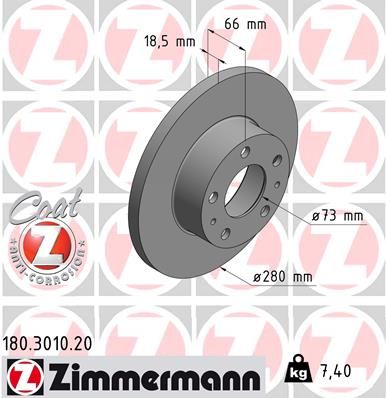 ZIMMERMANN 180.3010.20 Brake Disc