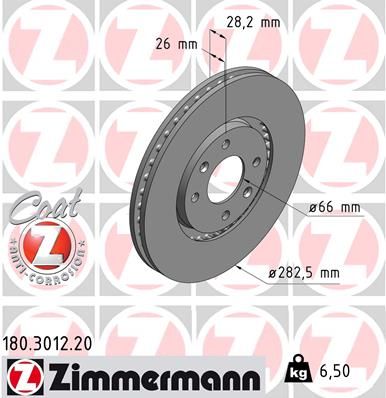 Brake Disc ZIMMERMANN 180.3012.20