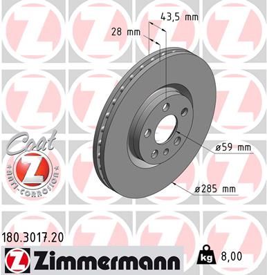ZIMMERMANN 180.3017.20 Brake Disc